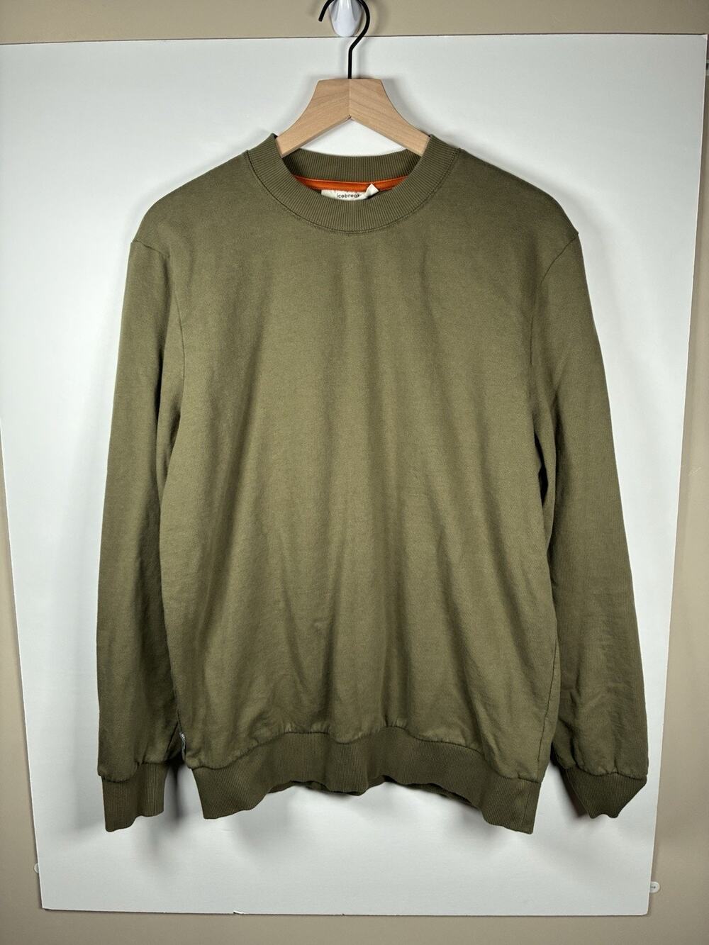 Icebreaker Mens L Merino Wool Blend Crewneck Sweatshirt Olive Green Gorpcore